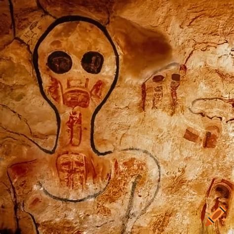 Cave Painting Of Aliens Who Are Building The Building Of Egypt On Craiyon