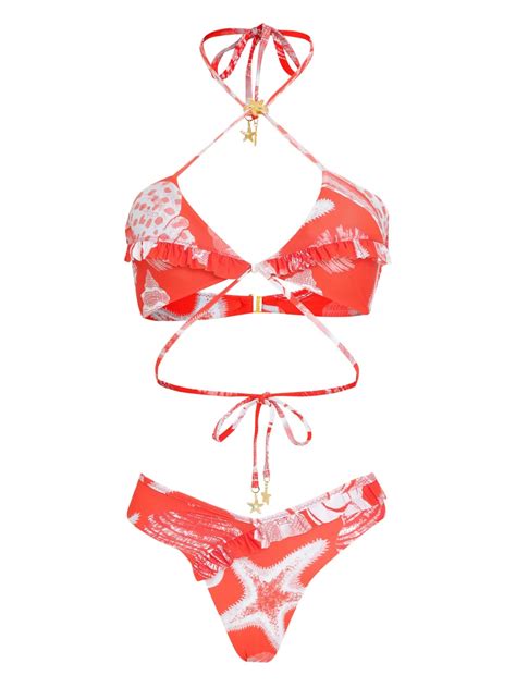 Amir Slama X Jade Jade Starfish Print Bikini Red FARFETCH UK