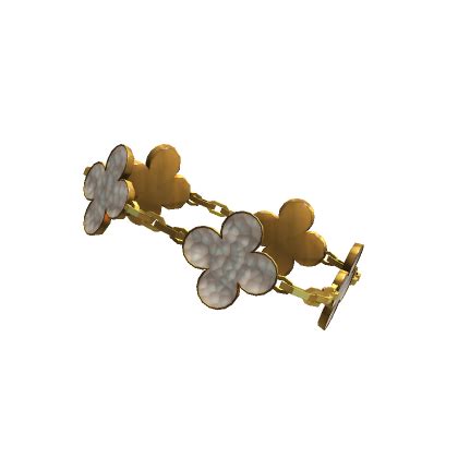 3 0 Clover Bracelet White Pearl Gold Roblox