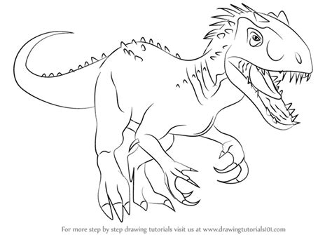 Learn How To Draw The Indomius Rex Dinosaurs Step By Step Drawing