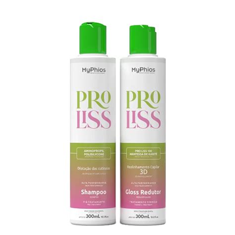 Kit Progressiva Gloss Redutor Proliss Shampoo Antiresíduos MyPhios