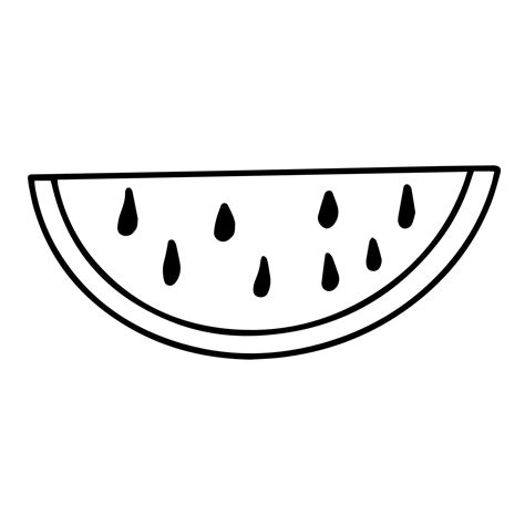 Doodle watermelon. Hand drawing line. Black and white image isolated on ...