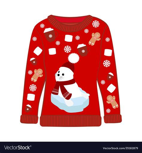 Christmas party ugly sweater with seal Royalty Free Vector