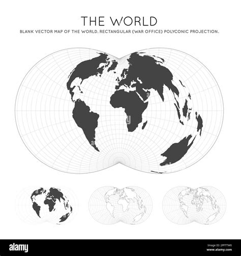 Mappa Del Mondo Proiezione Policonica Rettangolare War Office Globo