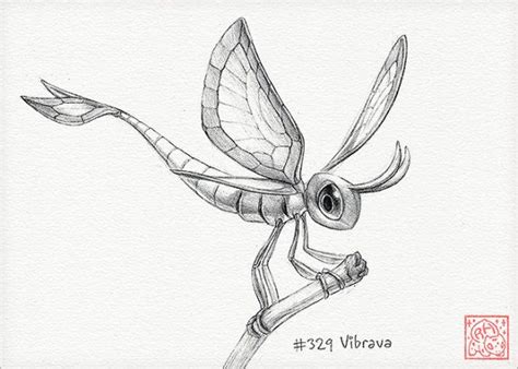 Vibrava 5 X 7 Print Pokemon Drawing Art By Rockyhammeretsy Pokemon