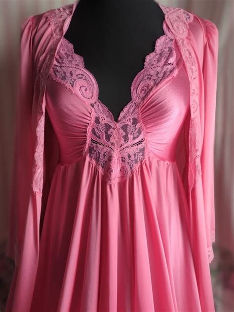 Xl Vintage Olga Nightgown Robe Set Plus Size Peig Gem