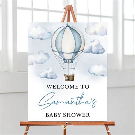 Editable Adventure Awaits Baby Shower Welcome Sign Blue Hot - Etsy
