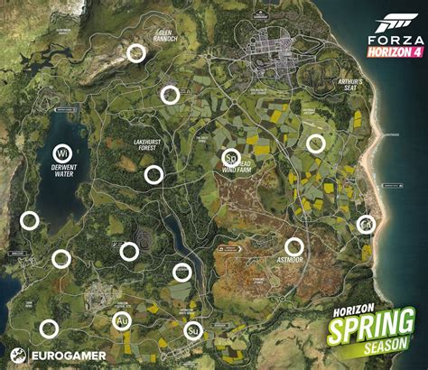 Forza Horizon 4 Barn Find locations map, including seasonal Barn Finds