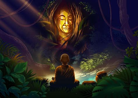 An Arahant Monk Or Holy Monk Is Meditating In Front Of The Mystery