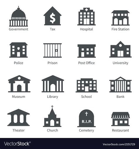 Government Buildings Icons Royalty Free Vector Image