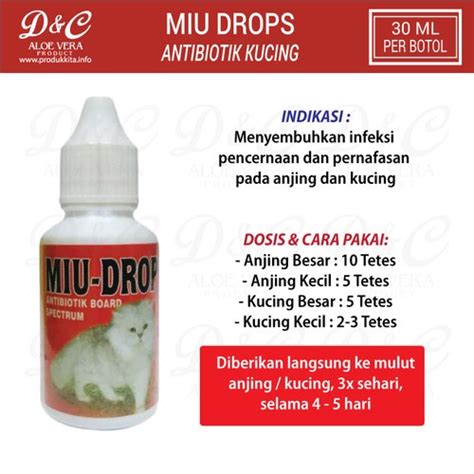 Jual Miu Drop Obat Antibiotik Kucing Cat Kitten Infeksi Antibiotik