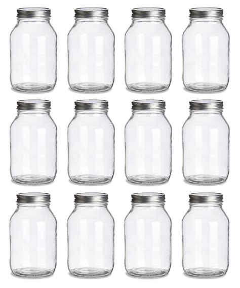 Nms 32 Ounce Glass Regular Mouth Mason Canning Jars Case Of 12 With Silver Lids North