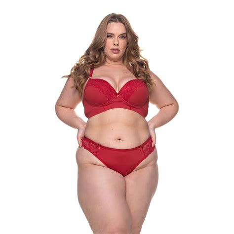 Kit Conjunto Plus Size Lingerie Fio Dental Duplo Renda Suti