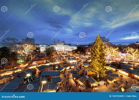 Vienna Traditional Christmas Market in Front of the City Hall Aerial View Editorial Image ...