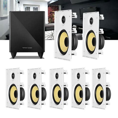 Kit Home Theater 7 1 JBL Caixa De Embutir CI8R Sub 210 Residencial