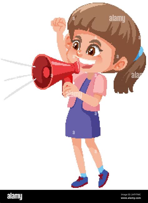 Cute Girl Speaking Loud Illustration Stock Vector Image And Art Alamy