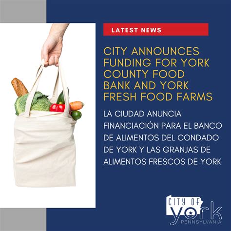 Bureau Of Health Announces Funding For York County Food Bank And York