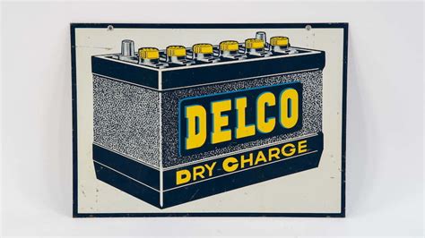 1950s Delco Batteries Double-Sided Tin 28x20 | Z506 | Glendale 2020