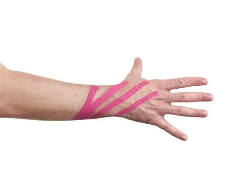 Kinesio Tex Tape Therapeutic Treatment Of The Wrist Stock Image