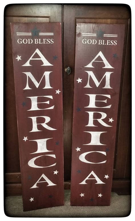 Rustic Wood God Bless America Sign for Porch Rustic Welcome Sign Porch ...