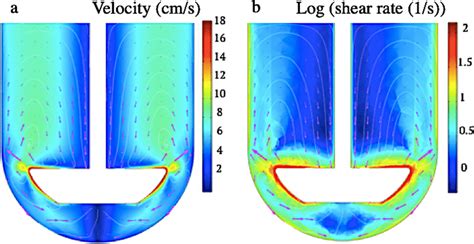 Cfd Predictions For A Fluid Velocity Magnitude And B Logarithmic