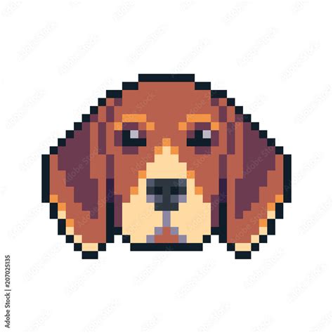 Pixel Art Beagle Dog Face Vector Icon Stock Vector Adobe Stock