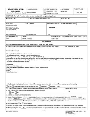 Fillable Online 1 SOLICITATION NO 2 TYPE OF SOLICITATION3 DATE PAGE