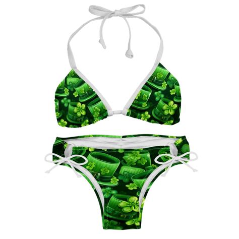 Saint Patrick S Day Bikini Set With Detachable Sponge Adjustable Strap Two Pack Ideal For