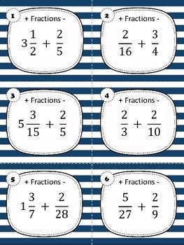 Task Cards Adding And Subtracting Fractions By Practical Planning