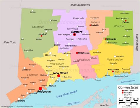 Connecticut State Map | USA | Maps of Connecticut (CT)