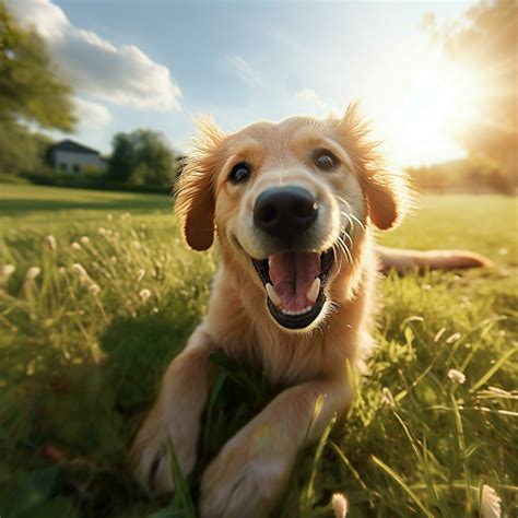 AI generative high quality photo of a happy dog playing ball on the ...