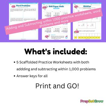 Adding Subtracting Within Practice Worksheets Scaffolded