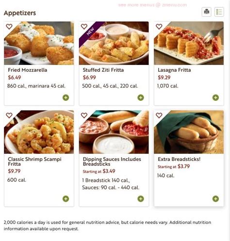 Online Menu Of Olive Garden Italian Restaurant Restaurant Jackson