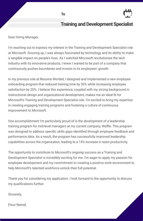 14 Training And Development Specialist Cover Letter Examples Plus