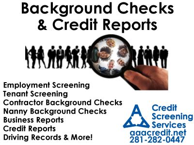 Aaa Credit Screening Services Provides Background Checks Credit