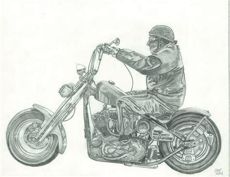 Old School Chopper Drawing By Francois Michaud Fine Art America