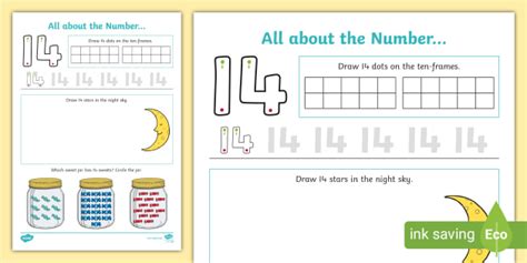 Free Printable Number 14 (Fourteen) Worksheets for Kids [PDFs ...