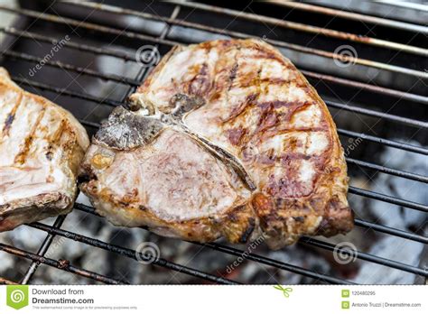 T Bone Chop Of Pork On The Grill Stock Image Image Of Grilling