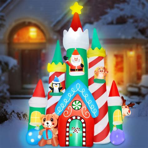 3m Christmas Castle With Santa And Friends Inflatable Airfigs Inflatables