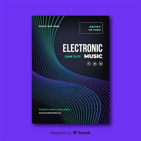 Free Vector Abstract Electronic Music Poster Template