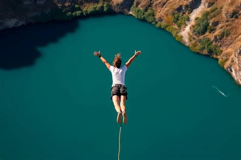 Woman Bungee Jumping In New Zealand Premium Ai Generated Image