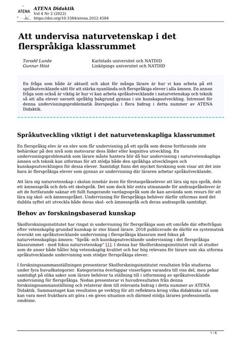 PDF Att undervisa naturvetenskap i det flerspråkiga klassrummet