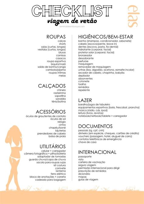 Checklist Viagem De Ver O Para Elas E Eles Viagens Checklist De