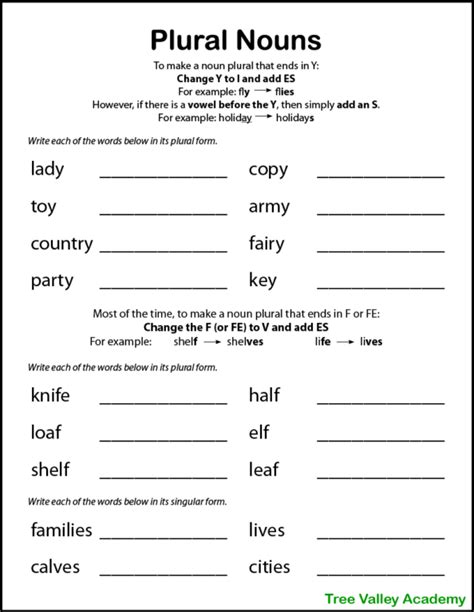 4th Grade Plural Nouns Worksheet