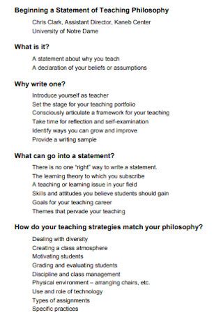 Sample Teaching Philosophy Statement Templates In Pdf Ms Word