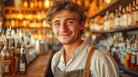 Portrait Of A Handsome Mature Man Working In A Pub Or Restauran