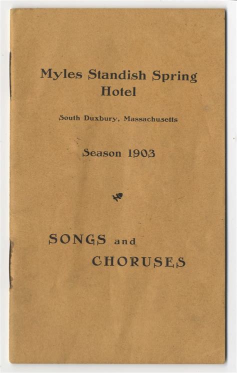 Menu Of The Myles Standish Hotel Duxbury Rural And Historical Society