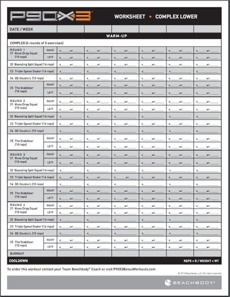 P X Workout Log Sheets