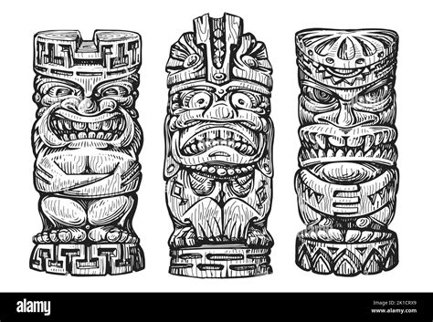 Maori Totem Pole Stock Vektorgrafiken Kaufen Alamy