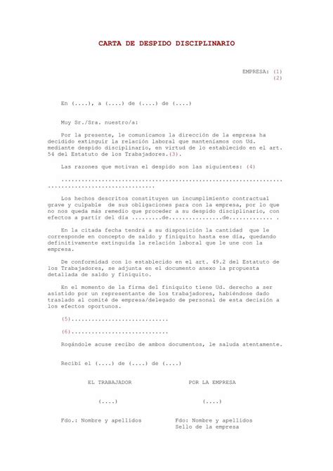 PDF CARTA DE DESPIDO DISCIPLINARIO PDF FileCARTA DE DESPIDO